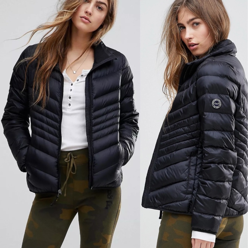Abercrombie Fitch‎ Black Down Insulated Puffer Jacket Packable  Padded Coat XS